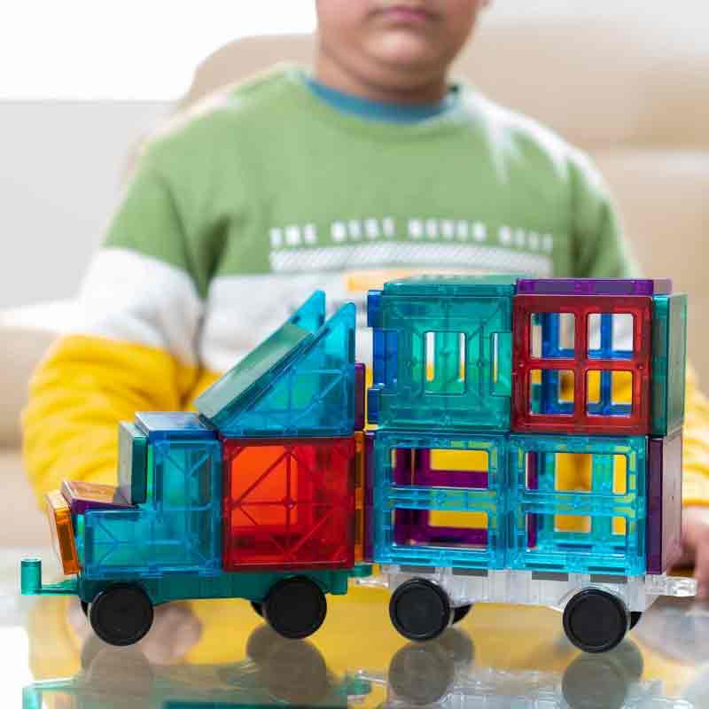 Magnetic Tiles 2 Cart Set Building Block Constructing and Creative Learning Toy for Kids