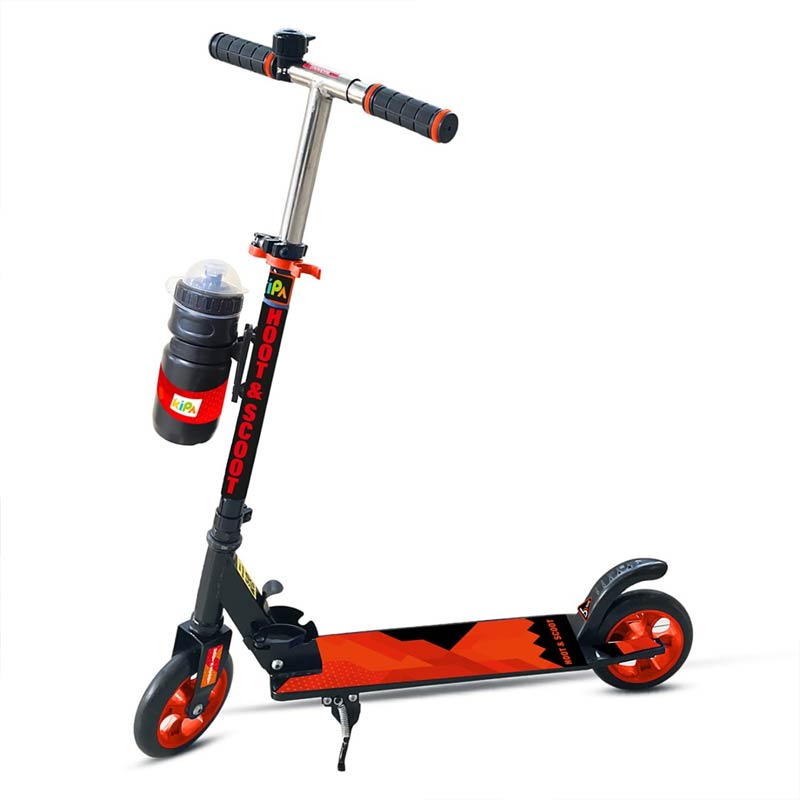 Kipa 2 Wheels Kick Start Skating Scooter with Large Steel Frame Foldable & Height Adjustable Handle Red Color for Kids