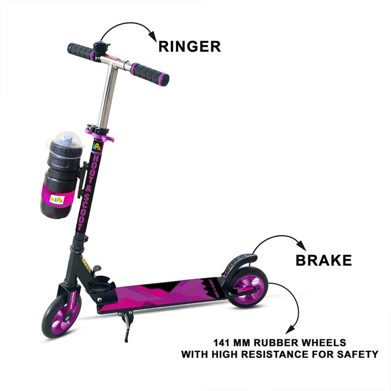 Kipa 2 Wheels Kick Start Skating Scooter with Large Steel Frame Foldable & Height Adjustable Handle Purple Color for Kids