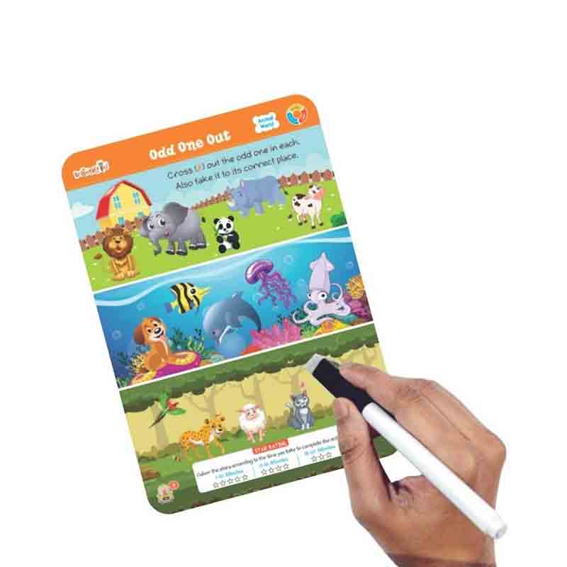 Braintastic Educational Game/Toys: Combo of Animal World & Math Master Write & Wipe Reusable Activity Sheets with Free Puzzle for Kids 5+ Years Age