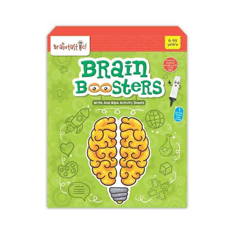 Braintastic Educational Game/Toys: Combo of Brain Booster & Alphabet Numbers Write & Wipe Reusable Activity Sheets with Free Puzzle for Kids 5+ Years Age