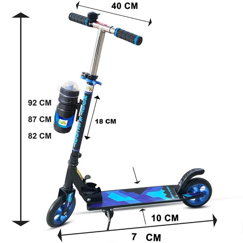 Kipa 2 Wheels Kick Start Skating Scooter with Large Steel Frame Foldable & Height Adjustable Handle Blue Color for Kids