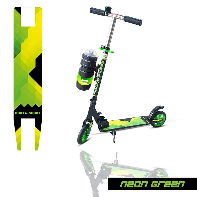 Kipa 2 Wheels Kick Start Skating Scooter with Large Steel Frame Foldable & Height Adjustable Handle Green Color for Kids