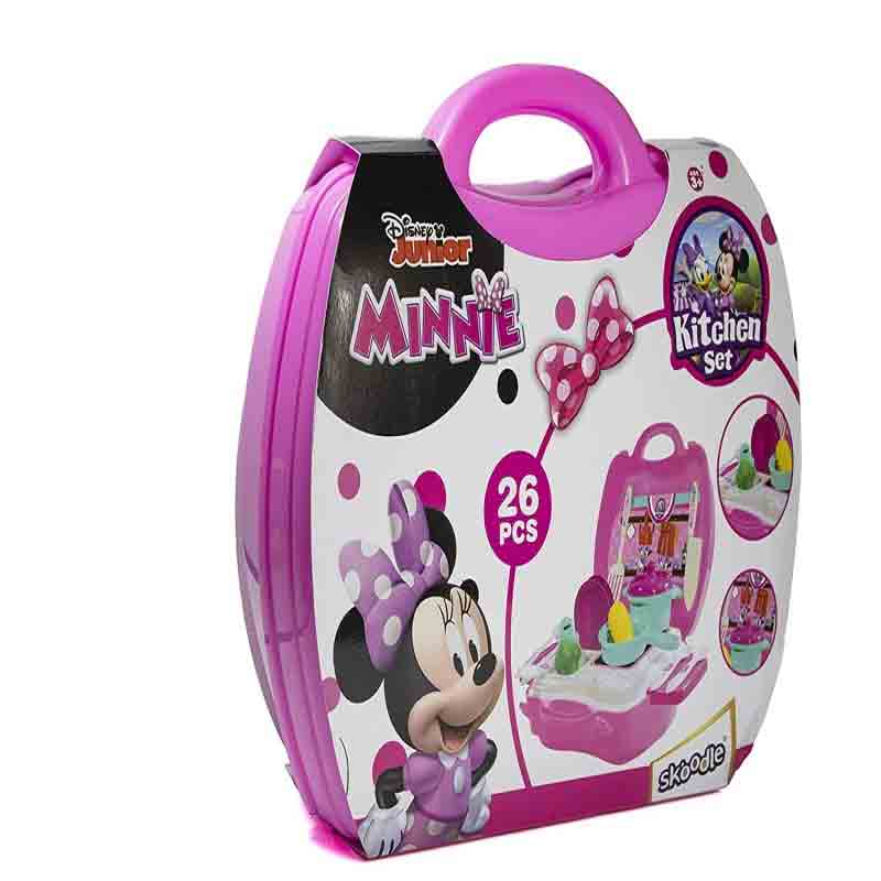 Skoodle Disney Junior Minnie Kid Chef Bring Along Kitchen Cooking Suitcase Set with Briefcase and Accessories for Kids (26 Pieces)