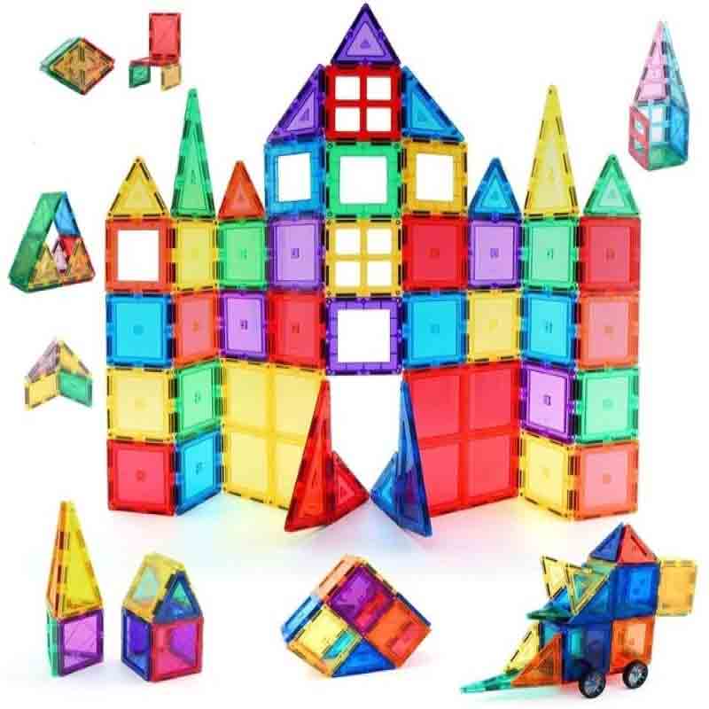 Magnetic Tiles Building Block 60 Pcs Build a Castle Constructing and Creative Learning Toy for Kids