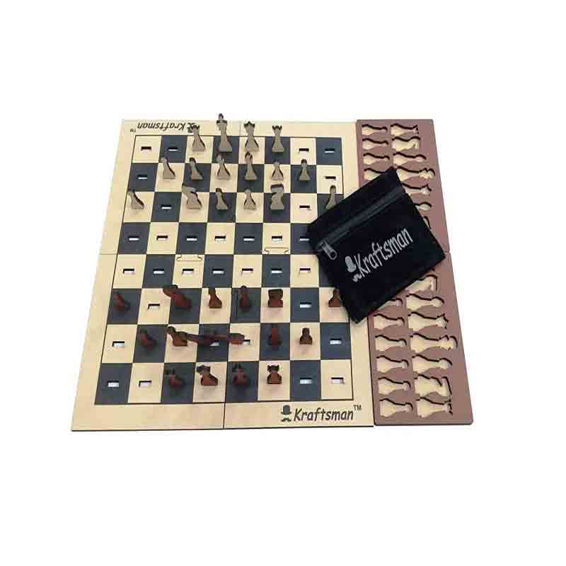 Kraftsman Wooden Chess Board Big Size Game Set for Kids and Adults of all age groups 0.6 cm Chess Board  (Multicolor)