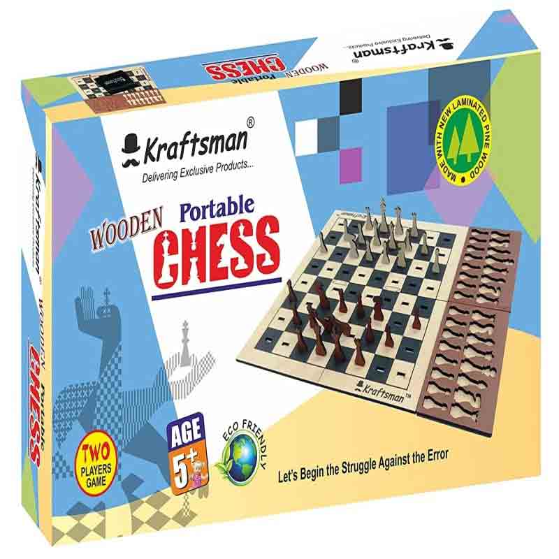 Kraftsman Wooden Chess Board Big Size Game Set for Kids and Adults of all age groups 0.6 cm Chess Board  (Multicolor)