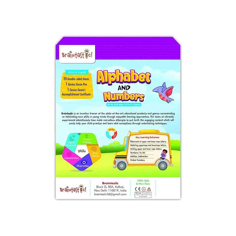 Braintastic Educational Game/Toys: Combo of Animal World & Alphabet and Number  Write & Wipe Reusable Activity Sheets with Free Puzzle for Kids 5+ Years Age