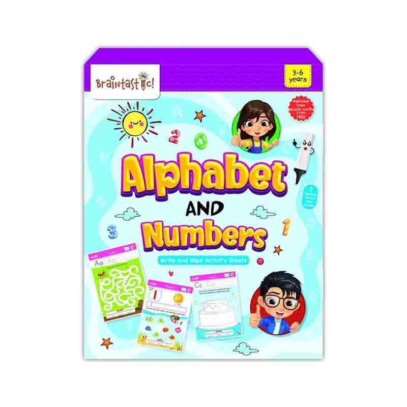 Braintastic Educational Game/Toys: Combo of Animal World & Alphabet and Number  Write & Wipe Reusable Activity Sheets with Free Puzzle for Kids 5+ Years Age