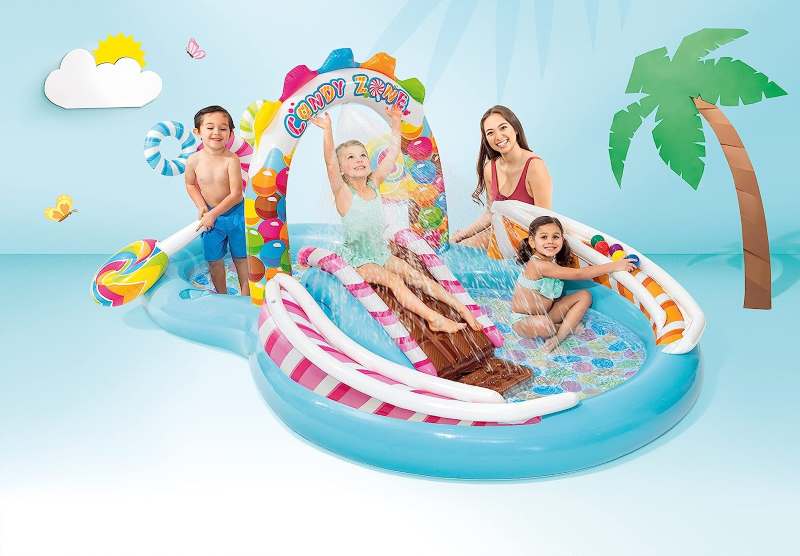 Intex Kids Candy Zone Play Center Inflatable Rubber Swimming Pool, Multi Color 4-12 Years