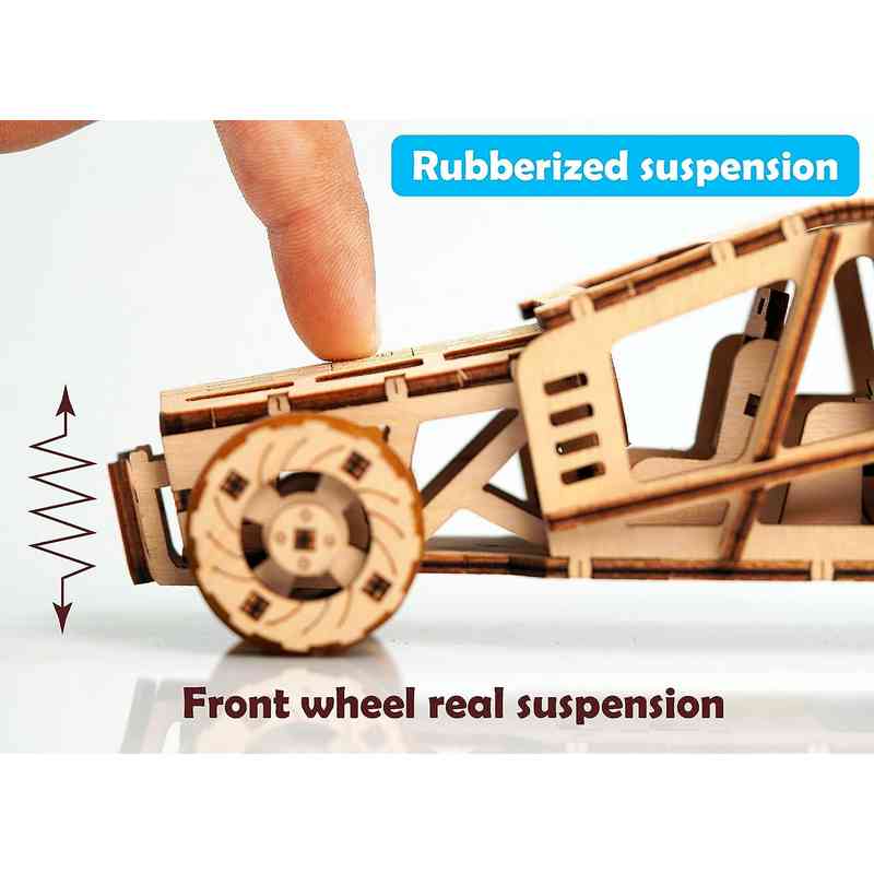 Funvention Buggy Racer Car - DIY Functional Mechanical Model 3D Puzzle with Working Wheels & Shocks for Kids 8-15 Years