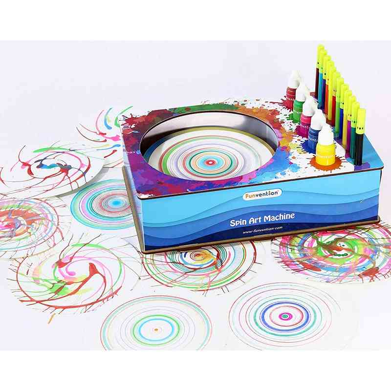 Funvention- for Little Scientist in Every Kid Spin Art Machine DIY STEM Learning Kit, 8+ Yrs