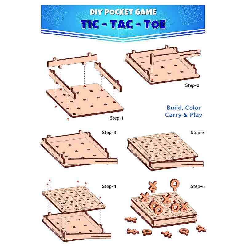 Funvention for Little Scientist in Every Kid Funvention DIY Tic-Tac-Toe Pocket Travel Game for Kids 5-12 Years