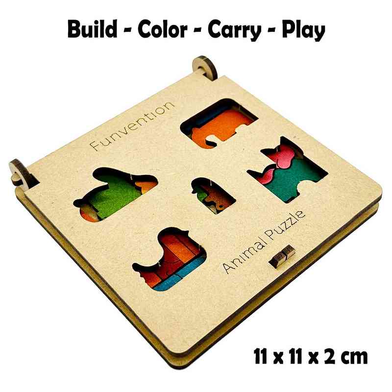 Funvention DIY Animal Puzzle Pocket Travel Game,Fun Learning Educational Board Game for Kids 4-12 Years