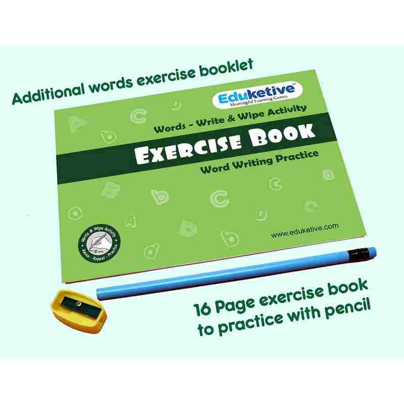 Eduketive Word Scramble Write & Wipe Reusable Activity For Kids 3-9 Years Writing Practice Preschool Learning Educational Game with Exercise Book