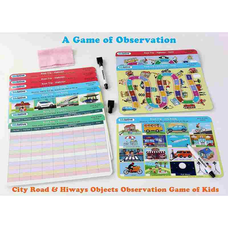 Eduketive Road Trip Write & Wipe Reusable Activity For kids 3-9 Years Traveling Game Activitiy