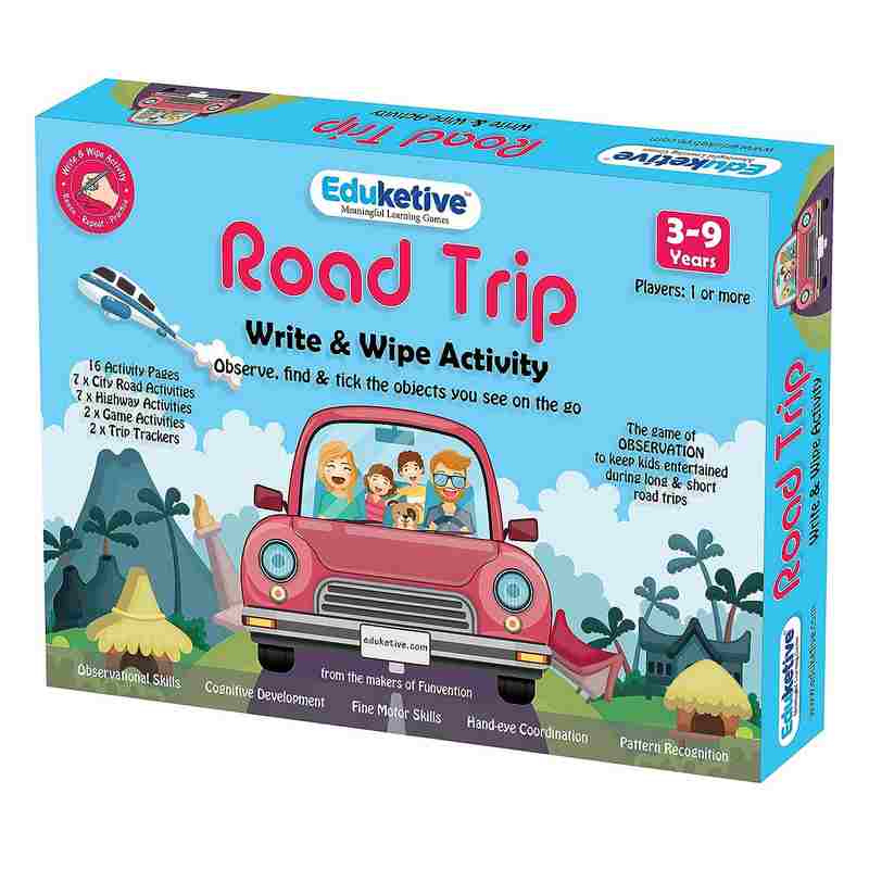 Eduketive Road Trip Write & Wipe Reusable Activity For kids 3-9 Years Traveling Game Activitiy