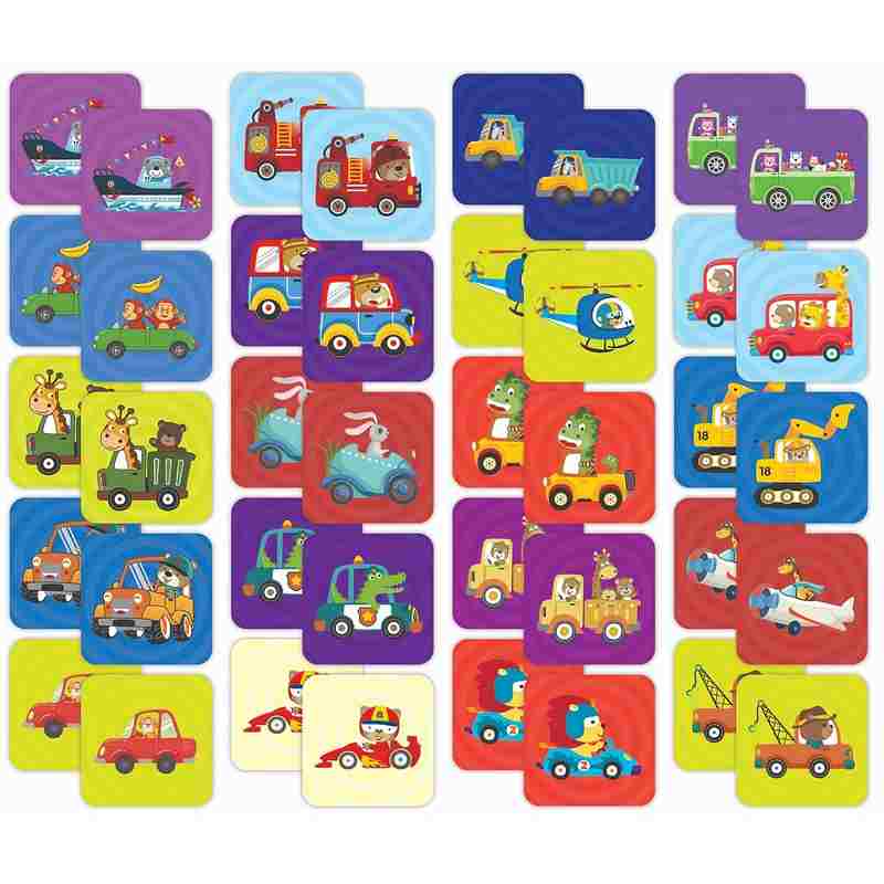 Eduketive Vehicles -2 in1 Memory & Shadow Matching Game - 48 Pieces Concentration Memory Card Game For Kids 3-12 Years