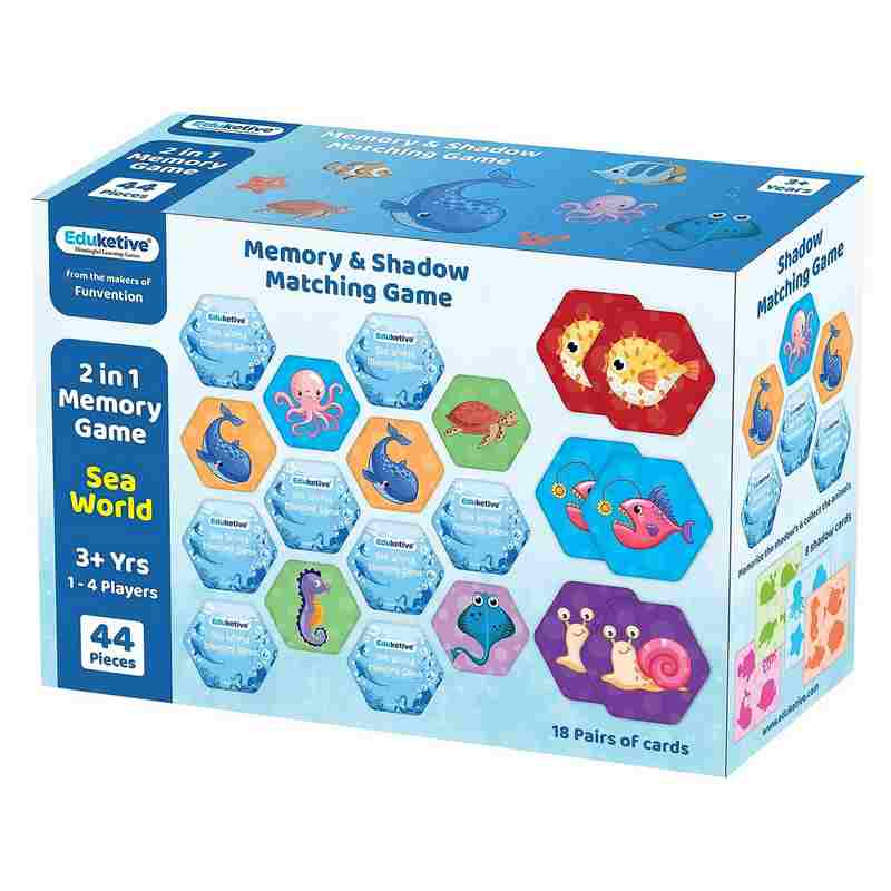 Eduketive Sea World -2 in 1 Memory & Shadow Matching Game -46 Pieces Concentration Memory Card Game For Kids 3 -12 Years