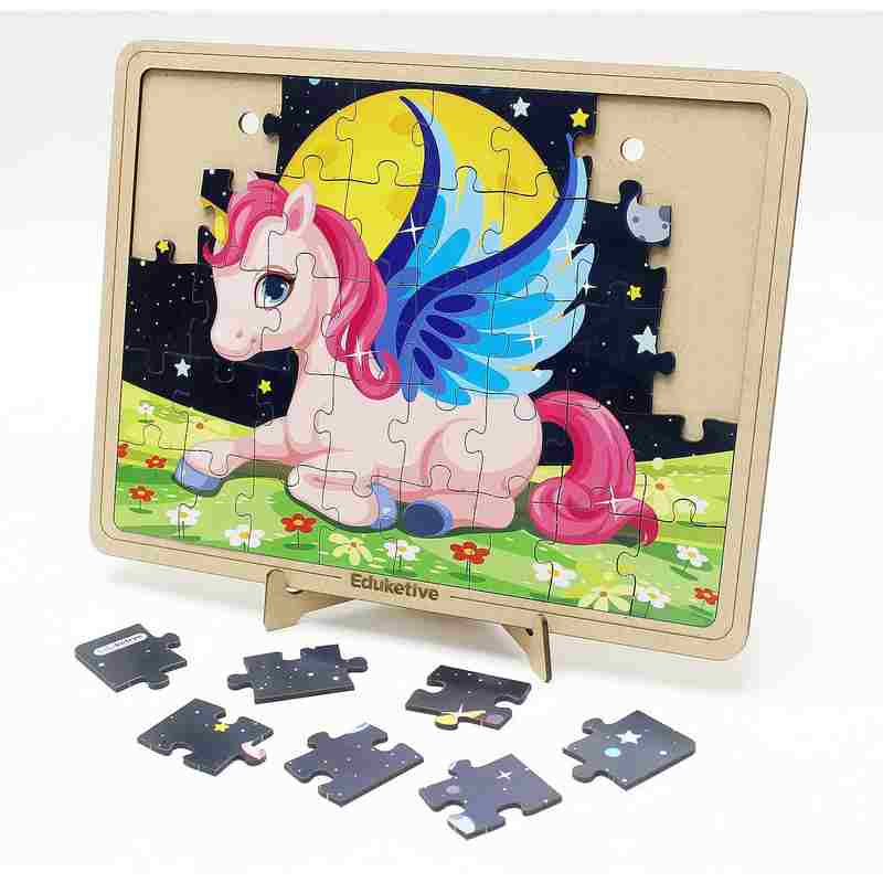 Eduketive Pre-School Puzzle Decor Unicorn Decorative 40 Pieces Jigsaw Puzzle with Stand Kids Age 3-9 Years