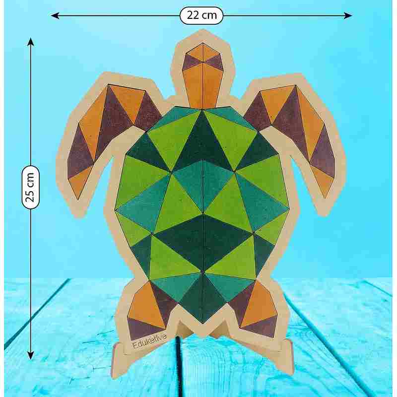 Eduketive PuzzleDecor Turtle Decorative Coloring Puzzle with Stand 51 Pieces Kids Age 3-12 Years Old + Free Colors