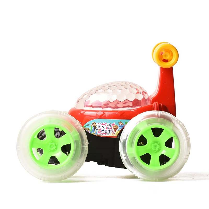 Braintastic Sea Hunt Rechargeable Remote Control RC Acrobatic 360 Degree Spiral Spin Twisting Stunt Car with Colorful Lights & Music Toys for Kids 5-15 Years (Red)