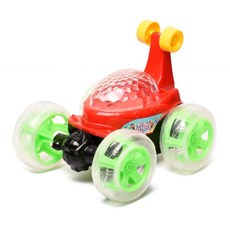 Braintastic Sea Hunt Rechargeable Remote Control RC Acrobatic 360 Degree Spiral Spin Twisting Stunt Car with Colorful Lights & Music Toys for Kids 5-15 Years (Red)