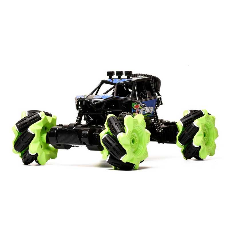 Braintastic Drift Climbing High Speed Racing Remote Control Crawling Stunt Car 2.4 Ghz 1:18 Scale 4WD RC Metal Transverse Off Road Twisting Car Toys for Kids 5-15 Years (Green)