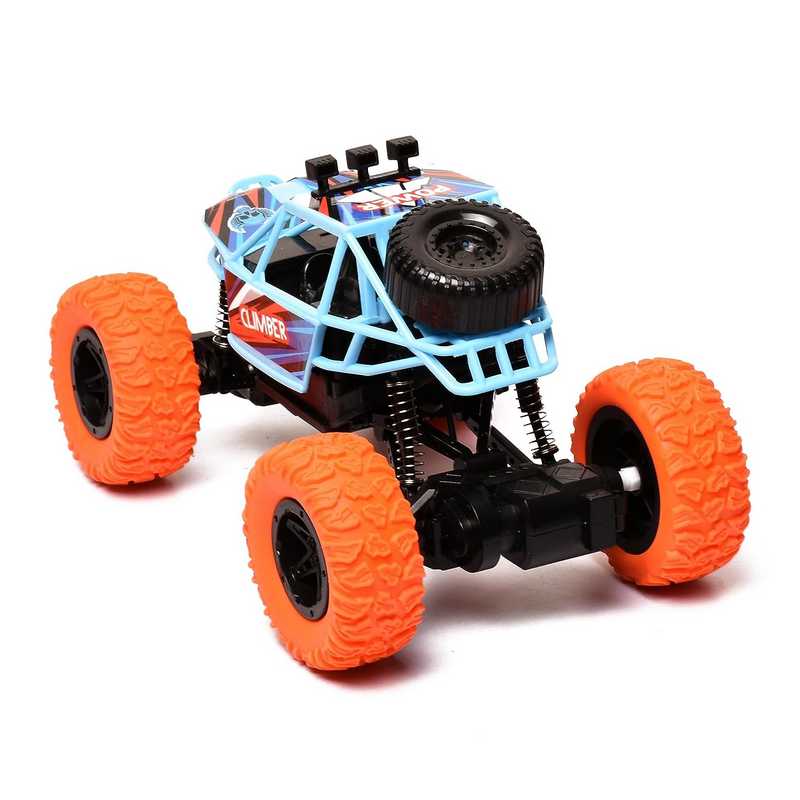 Braintastic Rechargeable Remote Control RC Rock Climber Crawler Four Wheel Drive 1:18 Scale High Speed Off Road Racing Stunt Car Toys for Kids 6-15 Years (Light Blue)