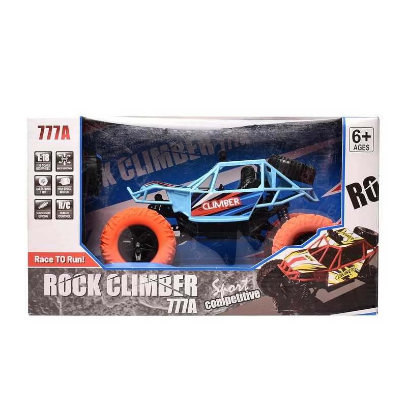 Braintastic Rechargeable Remote Control RC Rock Climber Crawler Four Wheel Drive 1:18 Scale High Speed Off Road Racing Stunt Car Toys for Kids 6-15 Years (Light Blue)