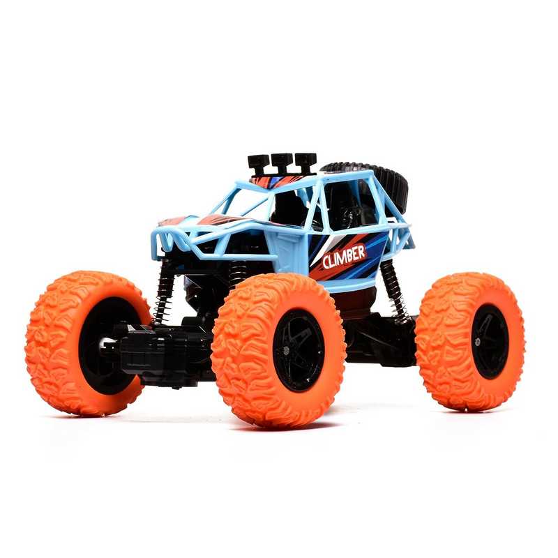 Braintastic Rechargeable Remote Control RC Rock Climber Crawler Four Wheel Drive 1:18 Scale High Speed Off Road Racing Stunt Car Toys for Kids 6-15 Years (Light Blue)