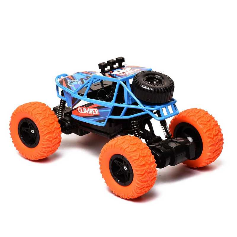 Braintastic Rechargeable Remote Control RC Rock Climber Crawler Four Wheel Drive 1:18 Scale High Speed Off Road Racing Stunt Car Toys for Kids 6-15 Years (Blue)