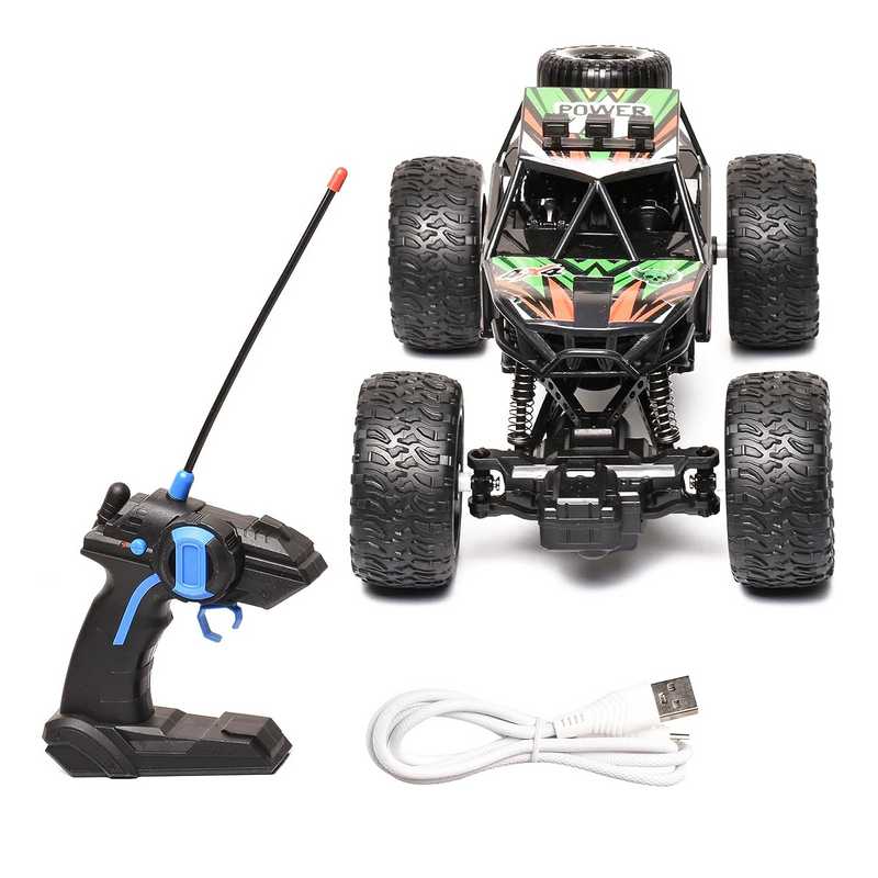 Braintastic Rechargeable RC Remote Control Rock Crawler Four Wheel Drive Metal Alloy Body High Speed Rock Climber Racing Car Toys for Kids 5-15 Years