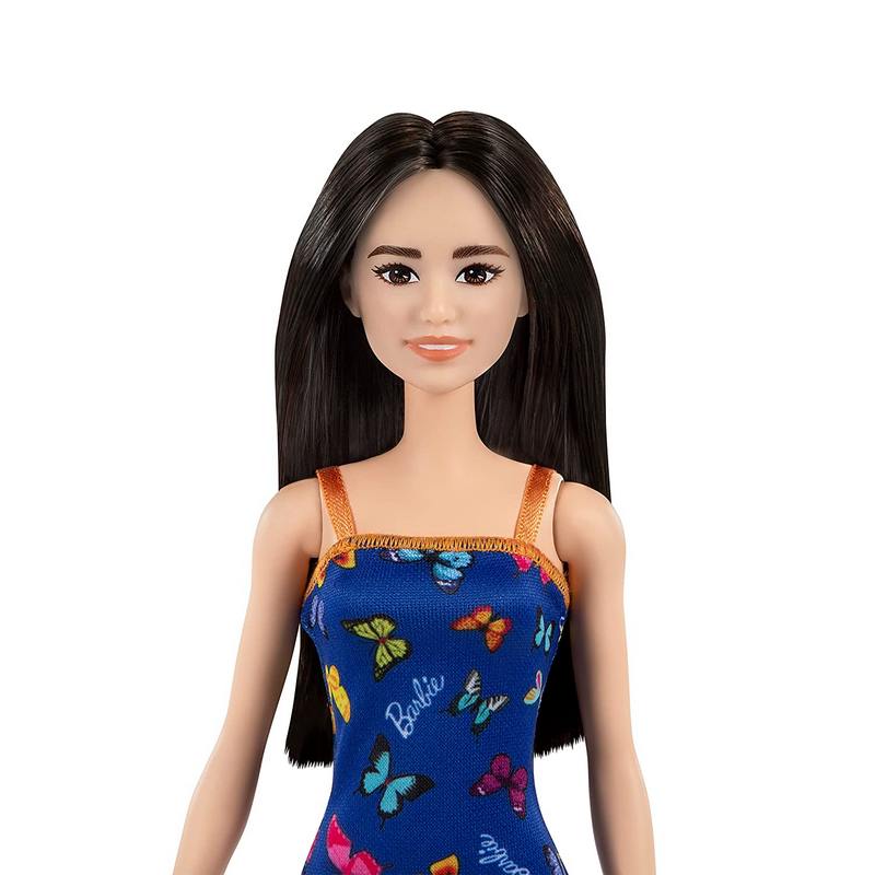 Barbie Doll (11.5 inches) with Colorful Butterfly Logo Print Blue Dress & Strappy Heels, Great Gift for Girls  3-12 Years