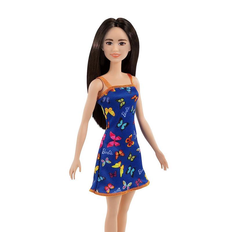 Barbie Doll (11.5 inches) with Colorful Butterfly Logo Print Blue Dress & Strappy Heels, Great Gift for Girls  3-12 Years