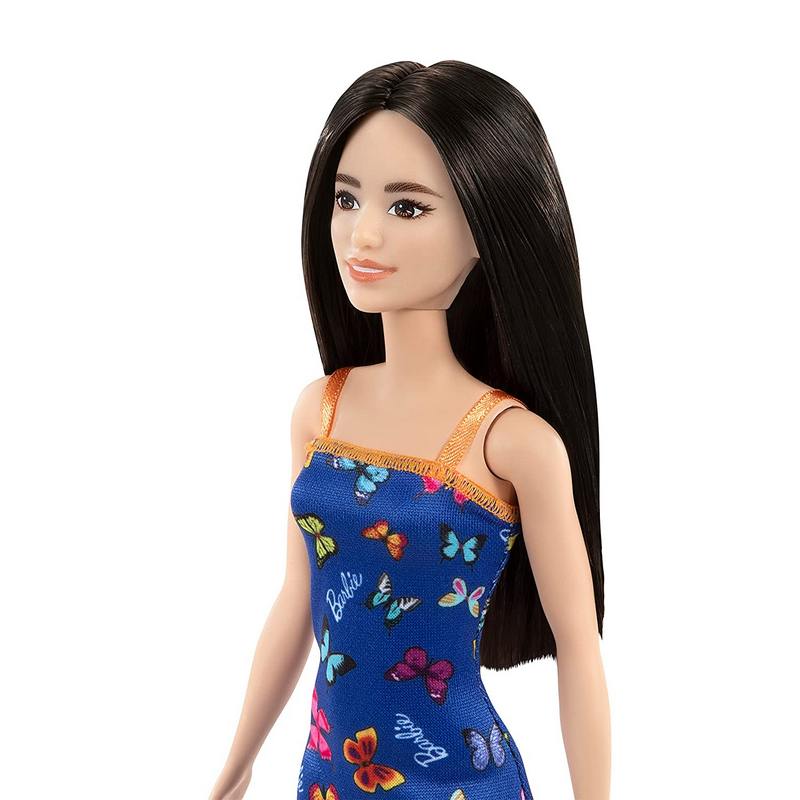 Barbie Doll (11.5 inches) with Colorful Butterfly Logo Print Blue Dress & Strappy Heels, Great Gift for Girls  3-12 Years