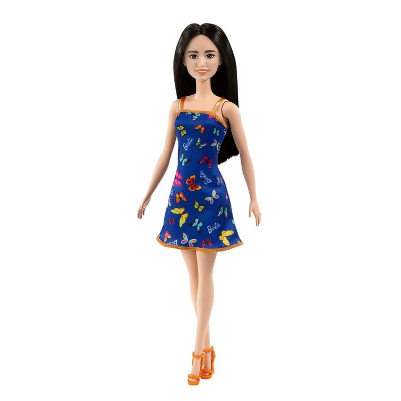 Barbie Doll (11.5 inches) with Colorful Butterfly Logo Print Blue Dress & Strappy Heels, Great Gift for Girls  3-12 Years