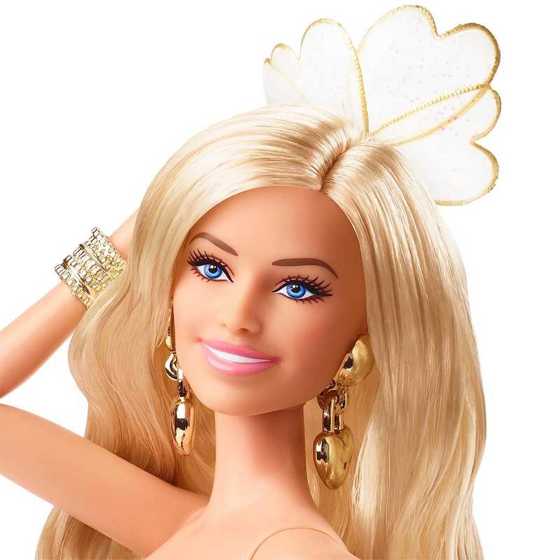 Barbie™ The Movie Doll, Margot Robbie as, Collectible Doll Wearing Gold Disco Jumpsuit with Glossy Curls and Golden Heels for Girls 3-12 Years