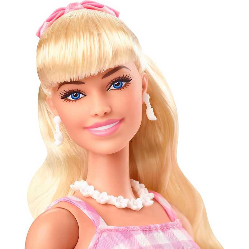 Barbie™ The Movie Doll Wearing Pink and White Gingham Dress with Daisy Chain Necklace For Kids Girls 3-12 Years