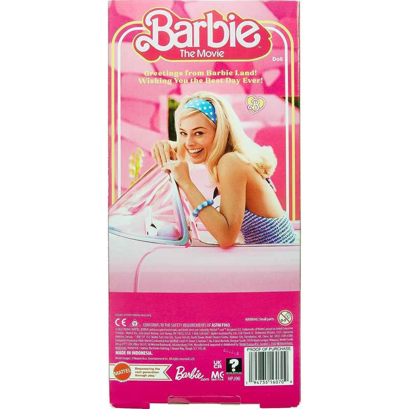 Barbie™ The Movie Doll Wearing Pink and White Gingham Dress with Daisy Chain Necklace For Kids Girls 3-12 Years