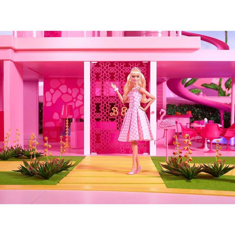 Barbie™ The Movie Doll Wearing Pink and White Gingham Dress with Daisy Chain Necklace For Kids Girls 3-12 Years