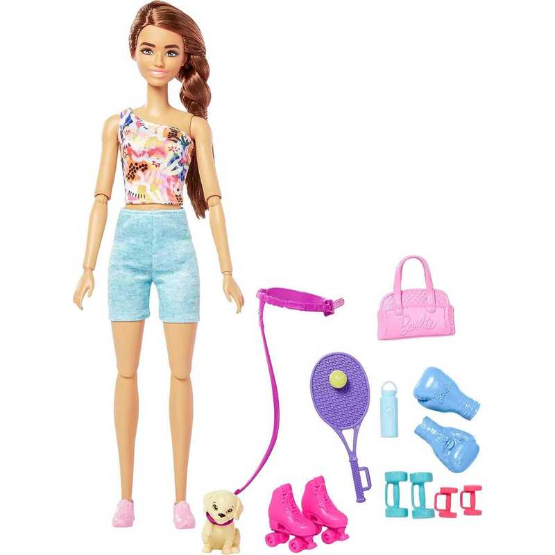 Barbie Wellness Doll, Workout Theme with Accessories For Kids Girls 3-12 Years