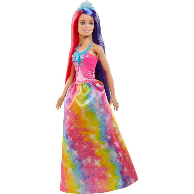 Barbie Dreamtopia Princess Doll (11.5-inch) with Extra-Long Two-Tone Fantasy Hair, Hairbrush, Tiaras and Styling Accessories, Gift for Girls 3-12 Years