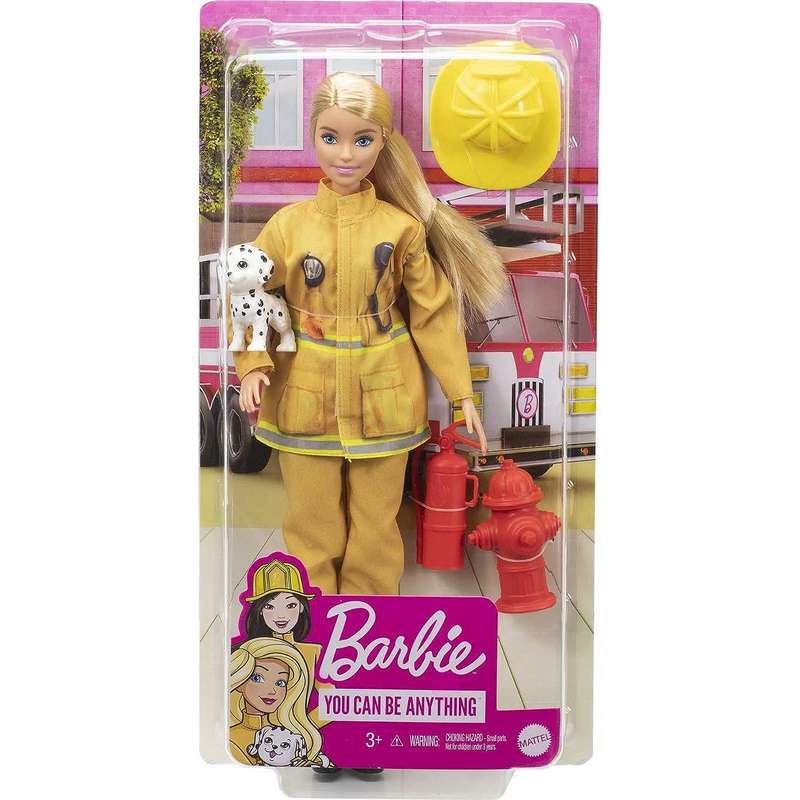 Barbie® Firefighter Playset with Blonde Doll (12-in/30.40-cm), Role-Play Clothing & Accessories: Extinguisher, Megaphone, Hydrant, Dalmatian Puppy, Great Gift for Kids Girls 3-12 Years