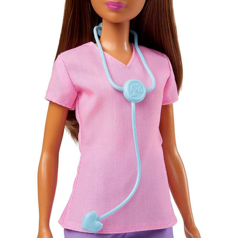 Barbie Nurse Doll (12 inches) with Scrubs Top & Pants Set, White Shoes & Stethoscope Accessory, Great Gift for Kids Girls 3-12 Years