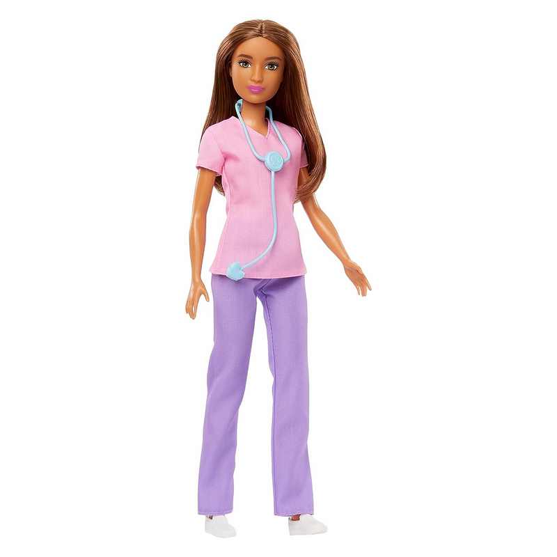 Barbie Nurse Doll (12 inches) with Scrubs Top & Pants Set, White Shoes & Stethoscope Accessory, Great Gift for Kids Girls 3-12 Years