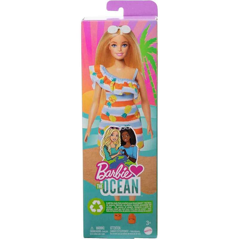 Barbie Doll,Kids Toys,Loves The Ocean Blonde Doll,Doll Body Recycled Plastics,Summer Clothes&Accessories For Kids Girls 3-12 Years