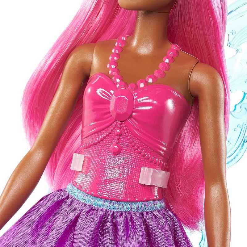 Barbie Dreamtopia Fairy Doll (11.5-in, Pink Hair) Wearing Skirt, Clip-On Wings & Tiara, Gift For Girls 3 -12 Years