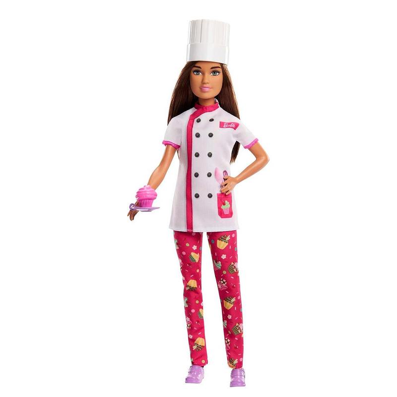 Barbie Doll & Accessories,Career Pastry Chef Doll with Hat,&Cake Slice For Kids Girls 3-12 Years