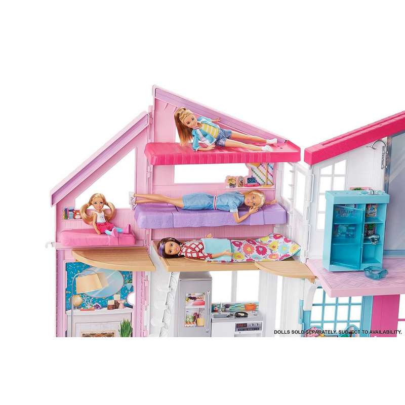 Barbie Malibu House 2-Story, 6-Room Dollhouse with Transformation Features, Plus 25+ Pieces Including Furniture, Patio Fence and Accessories, for Kids 3-12 Years